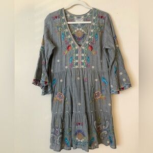 Johnny Was Workshop Gray Bohemian Style Dress Size S
